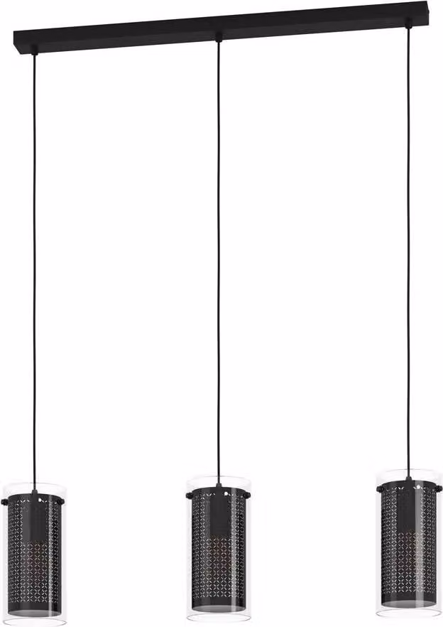Eglo 900342 PINTO TEXTIL 1 E27 tripla lampada a sospensione 820x120mm Nero chiaro Nero