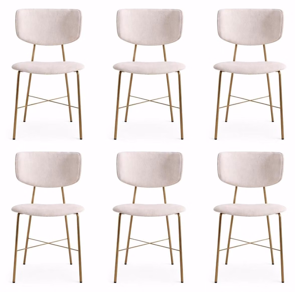 Set di 6 sedie moderne con seduta imbottita e gambe dorate