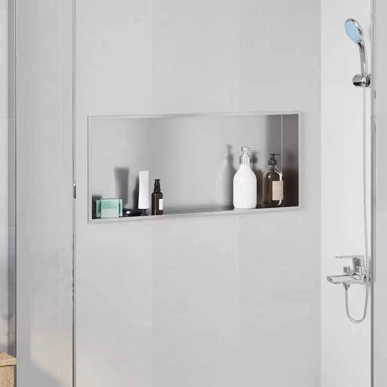 Nicchia per doccia vidaXL in acciaio inox color argento L: 75 cm, P: 30 cm, H: 9,5 cm