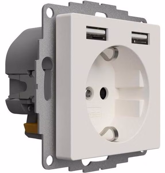Prese di corrente con 2 porte USB e finitura opaca (JP-5502F, 12W, 2,4A)