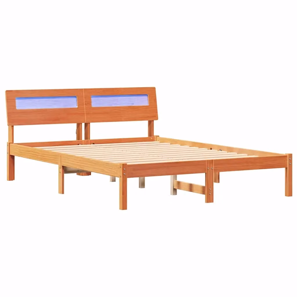 Struttura del letto moderna vidaXL in legno di pino massello marrone cerato L/P: 200 x 120 cm – 2