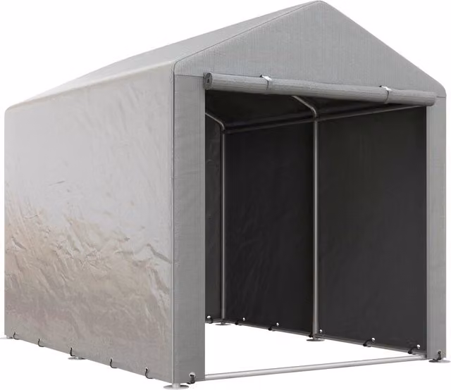 Capanno Box per Attrezzi da Giardino GIORDANOSHOP in Acciaio e Policarbonato Grigio, L: 160 cm, P: 218 cm, H: 172 cm – 1