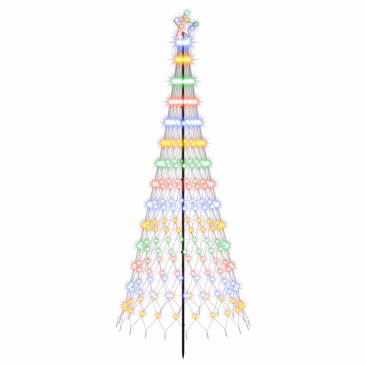 Albero di Natale a LED, 250 cm, 290 LED, multicolore, in ferro, colore nero