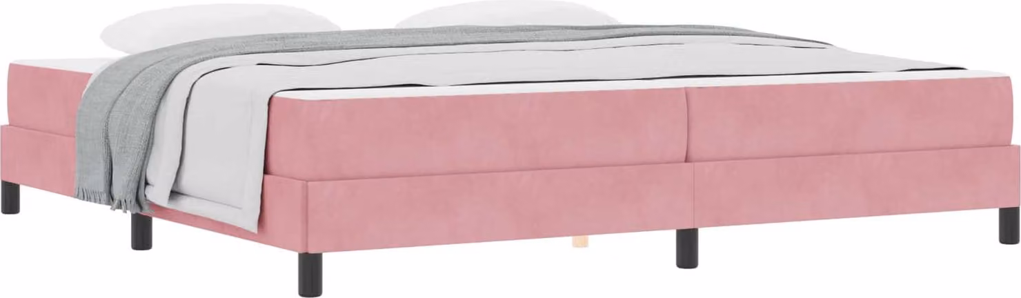 Letto a molle con materasso Rosa 200 x 200 cm Tessuto