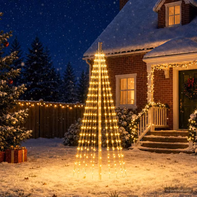 vidaXL Luci per albero di Natale con picchetti e asta per bandiera
