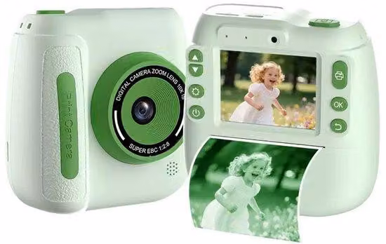 Videocamera digitale per bambini da 1080p con stampa istantanea, memoria da 32 GB e carta fotografica, per bambini e bambine dai 3 ai 12 anni, verde