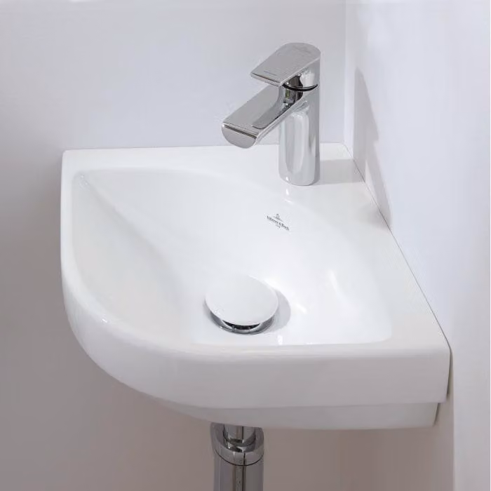 Villeroy & Boch Subway 3.0 - Lavabo ad angolo 320x320 mm, senza sfioratore, foro per miscelatore, bianco alpino 43714601