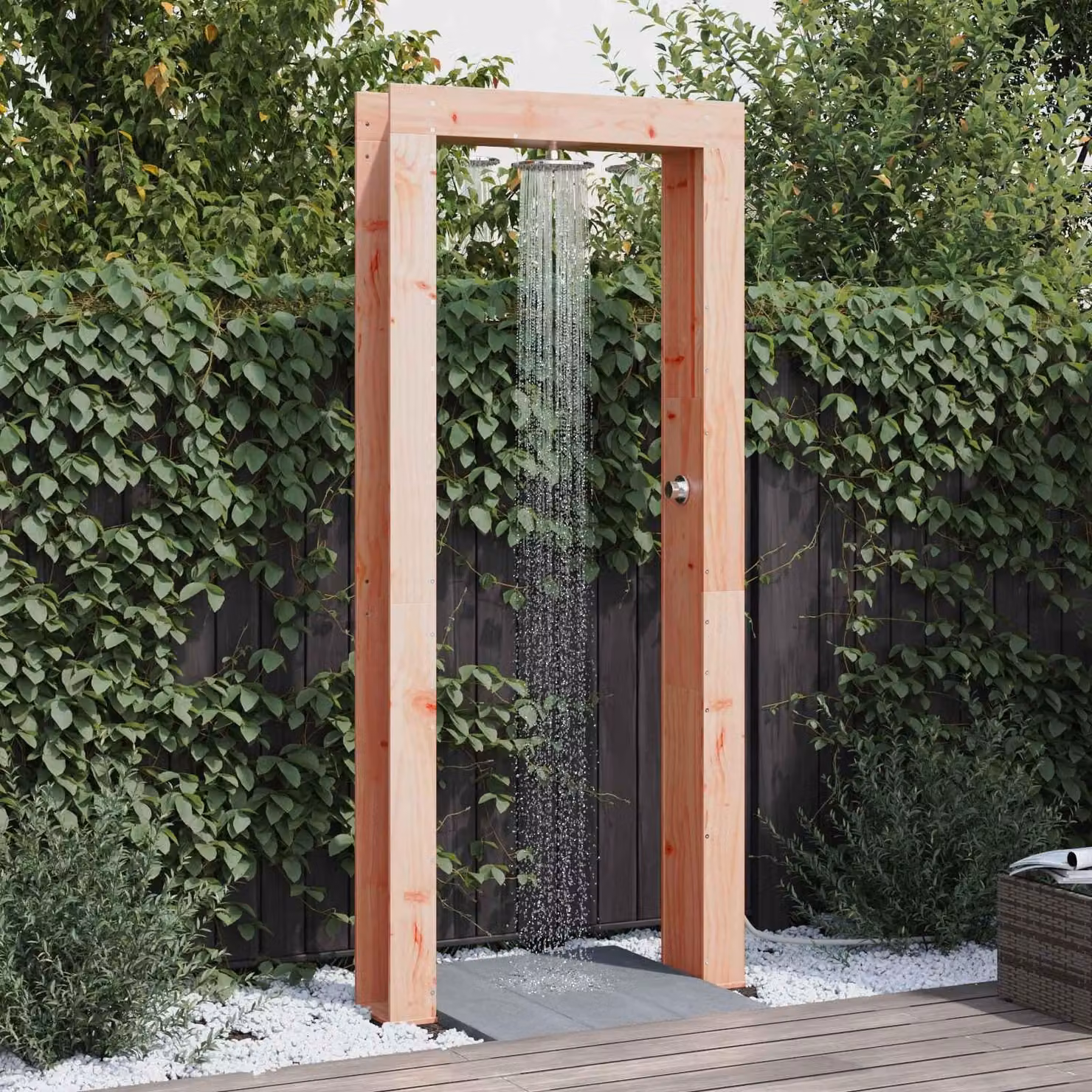 Maison Exclusive - Doccia da giardino, 226 cm. Realizzata in legno di douglas massello e acciaio inossidabile, finitura naturale
