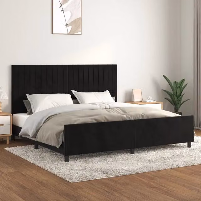 Giroletto vidaXL in Velluto Nero con Struttura in Legno e MDF L/P/H: 200 x 200 x 30 cm