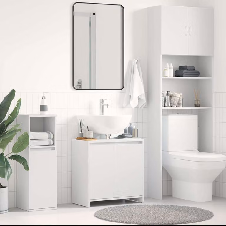Mobile da bagno moderno vidaXL bianco in legno con ante a battente L: 60 cm, P: 33 cm, H: 60 cm