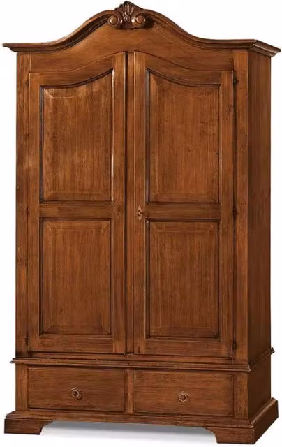 Armadio 2 porte con 2 cassetti in legno stile arte povera Mobili 2G colore marrone L/P/H: 122 x 60 x 204 cm – 1