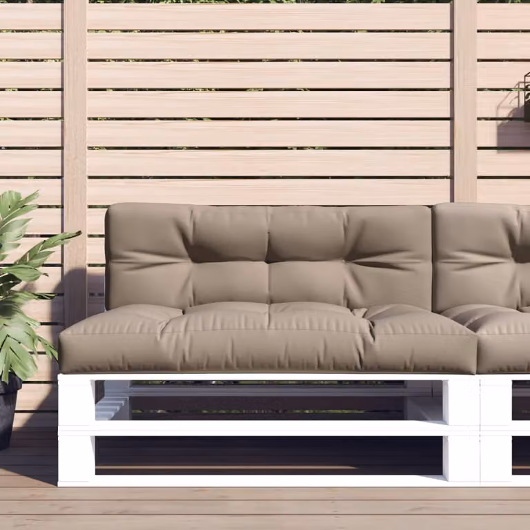 vidaXL Set di 2 Cuscini per Pallet in Poliestere, Colore Grigio/Beige, L/P/H: 120 x 120 x 12 cm