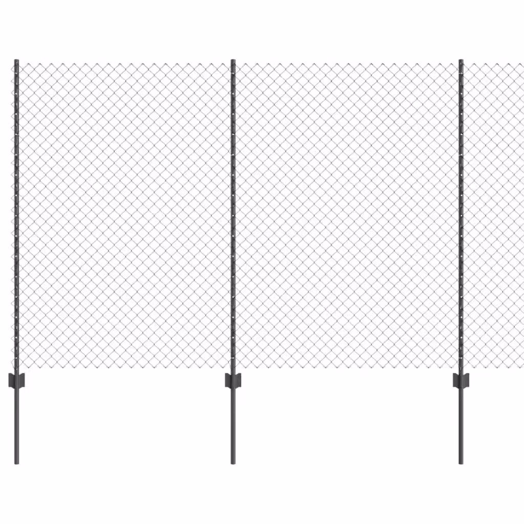 Recinzione a maglie con palo vidaXL in acciaio rivestito in PVC Grigio L: 10 m, H: 1,6 m – 2