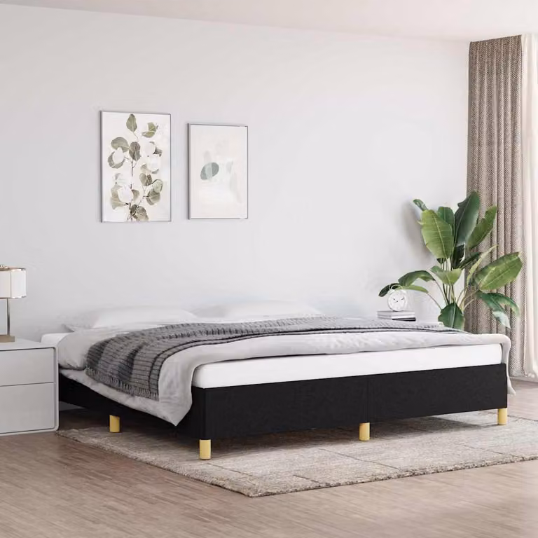 vidaXL Giroletto senza Materasso Nero in Tessuto L/P: 200 x 200 cm