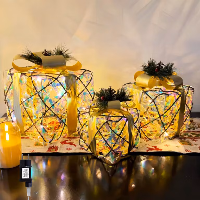 CCLIFE LED confezione regalo di 3 spine di rete Natale illuminato fata luci decorazione di Natale, Cushhom