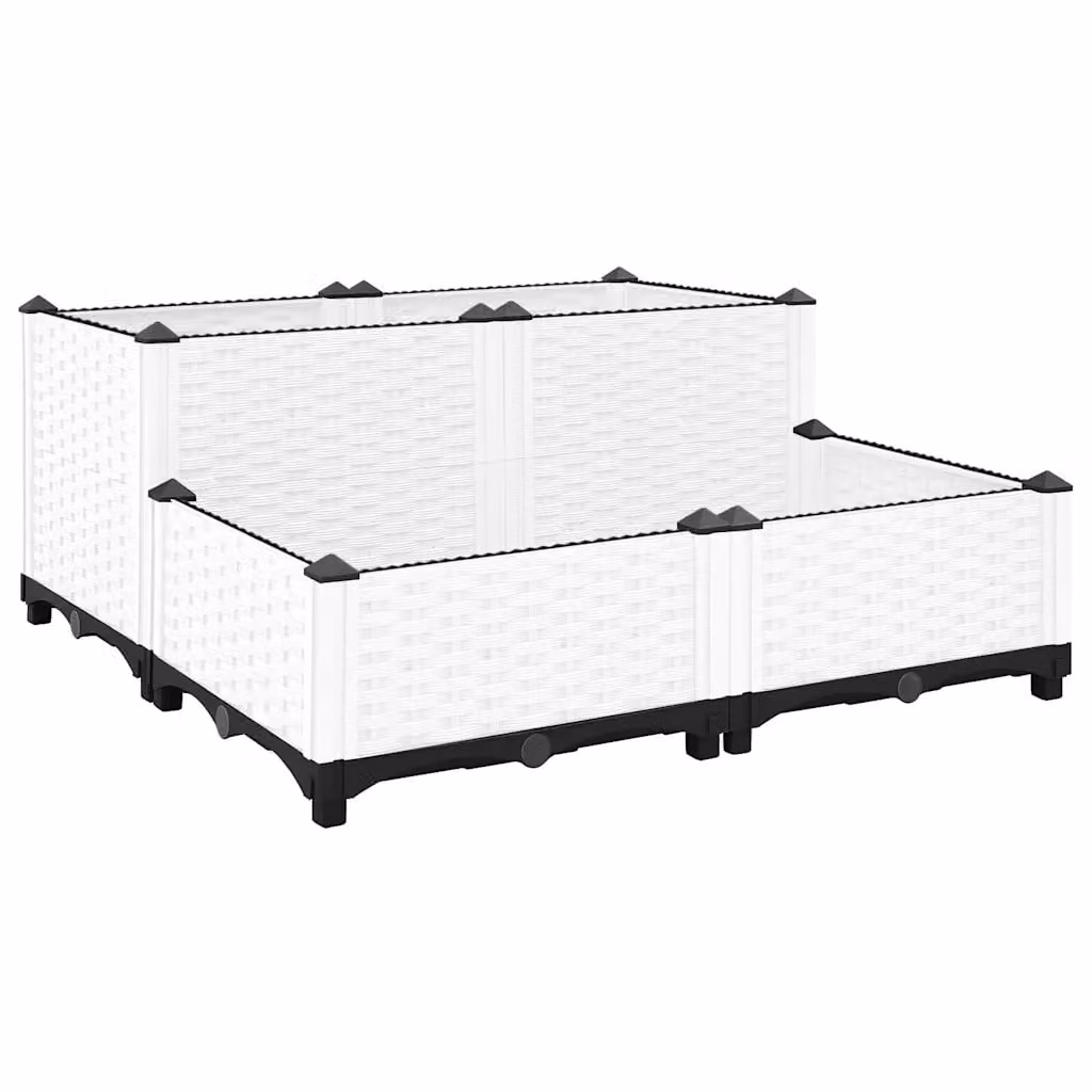 Fioriera Rialzata vidaXL in Polipropilene per Giardino e Orto, Disponibile in Bianco o Grigio, L/P/H: 80 x 80 x 38 cm