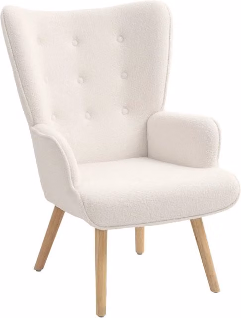 Poltrona Minimal in tessuto Boucle beige con braccioli L/P/H: 71 x 74 x 96 cm