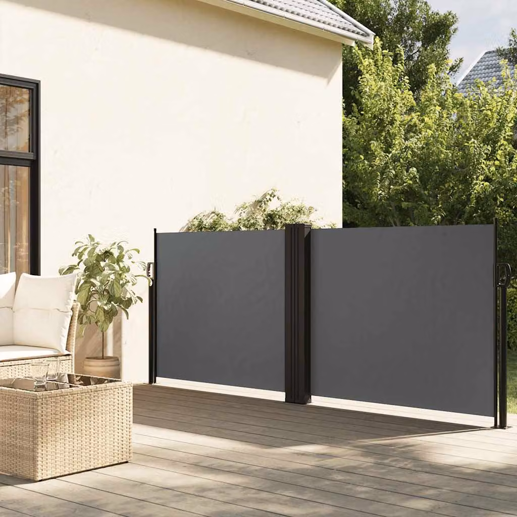 vidaXL Tenda da Sole Laterale Retrattile in Poliestere e Acciaio, Colore Antracite, L: 600 cm, H: 100 cm