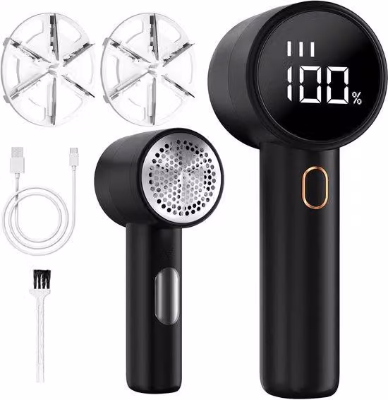 Forbice elettrica per tessuti, portatile, ricaricabile, con 3 velocità, display LED, adatta a diversi tipi di tessuto, colore nero