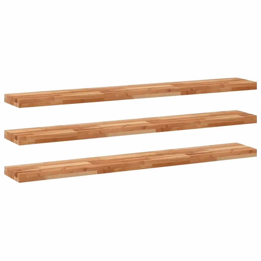 Set di 3 mensole da parete vidaXL in legno di acacia marrone rifinito a olio L: 140 cm, P: 20 cm, H: 4 cm