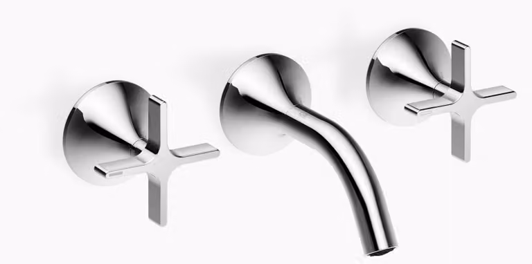 Dornbracht VAIA Mélangeur mural pour lavabo sans vidage, poignée croisillon, saillie 125mm, 36702809-00, 36702809-00