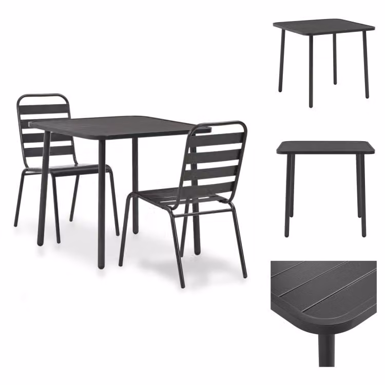 vidaXL set bistrot 3 pezzi acciaio grigio scuro - Set di mobili da giardino