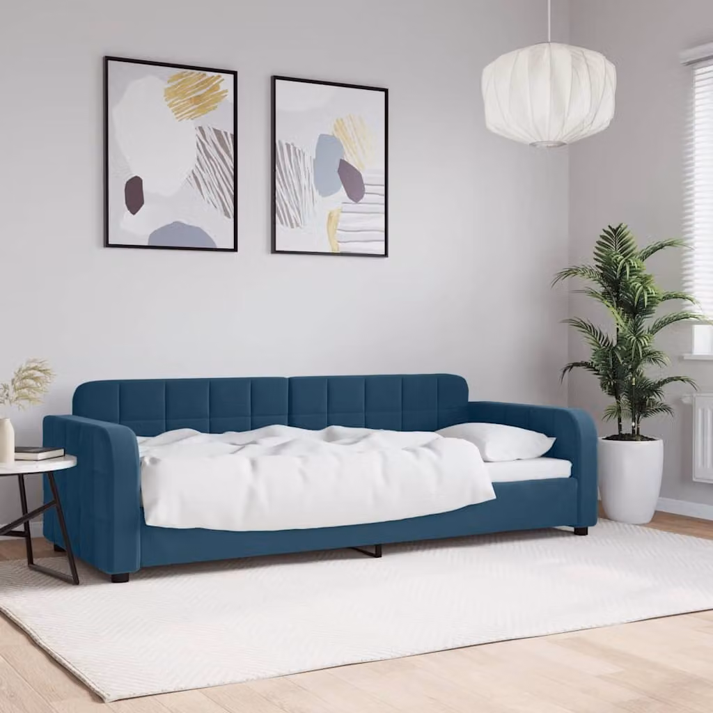 Letto da giorno vidaXL in velluto blu con struttura imbottita e materiali misti L/P/H: 200 x 80 x 91 cm