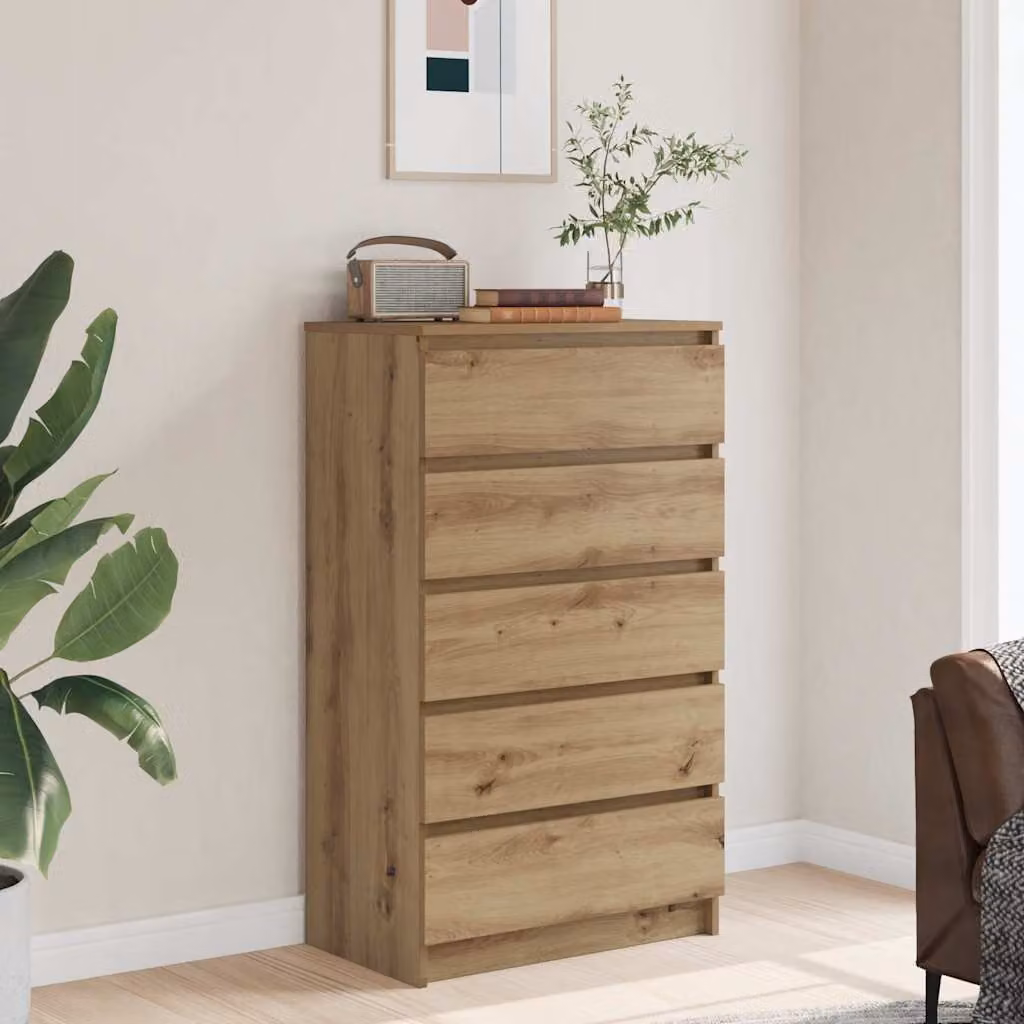Cassettiera vidaXL in Legno Multistrato Rovere Marrone, Design Moderno, L: 60 cm, P: 36 cm, H: 103 cm
