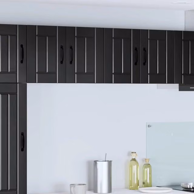 Set di 2 pensili da cucina vidaXL neri con ante scorrevoli in legno, L: 60 cm, P: 31 cm, H: 40 cm – 1