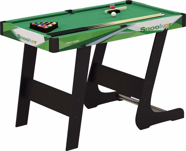 SPORTNOW Tavolo da Biliardo Pieghevole Verde con Stecche, Palle e Triangolo, L: 104 cm, P: 55.5 cm, H: 68 cm – 1