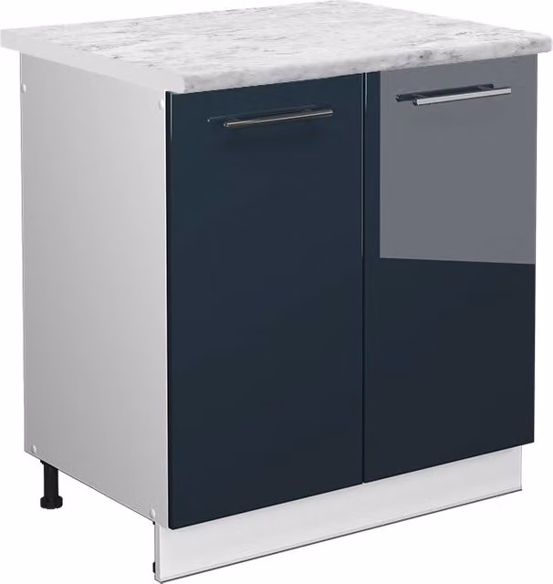 Mobile lavello cucina Fame-Line Blu scuro lucido/Bianco 80 cm, PL Marmo Vicco