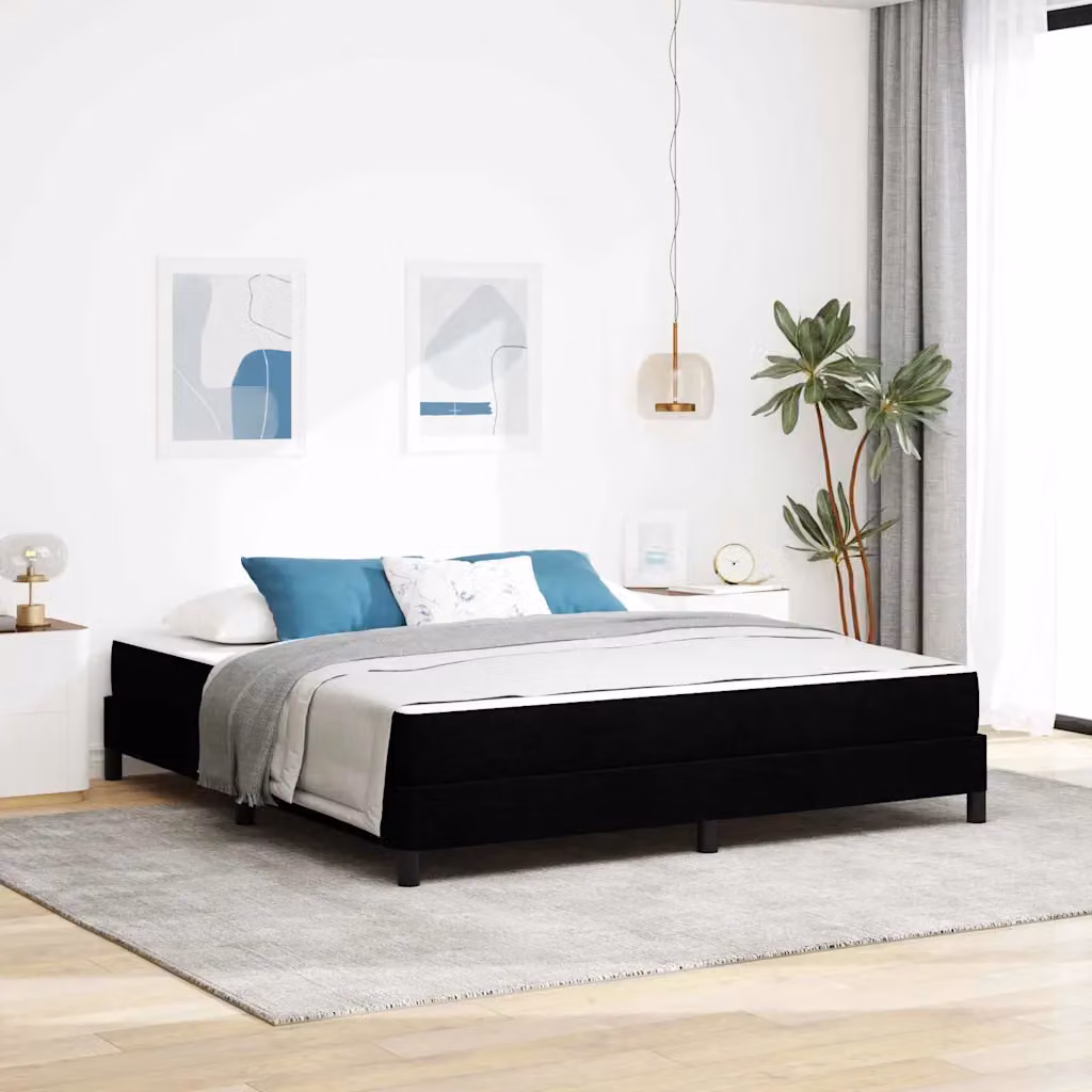 Letto a molle con materasso vidaXL Nero in tessuto e legno L/P: 180 x 200 cm – 1
