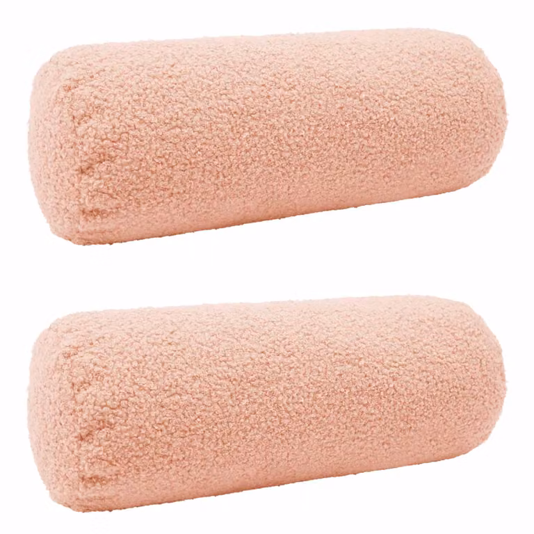 Set di 2 federe vidaXL HEERLEN rosa in tessuto bouclé, forma ovale, L: 40 cm x P: 15 cm
