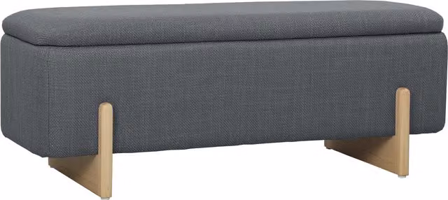 Pouf con spazio di archiviazione HOMCOM in tessuto effetto lino con imbottitura in schiuma, L: 111 cm, P: 44 cm, H: 44,5 cm, Grigio scuro