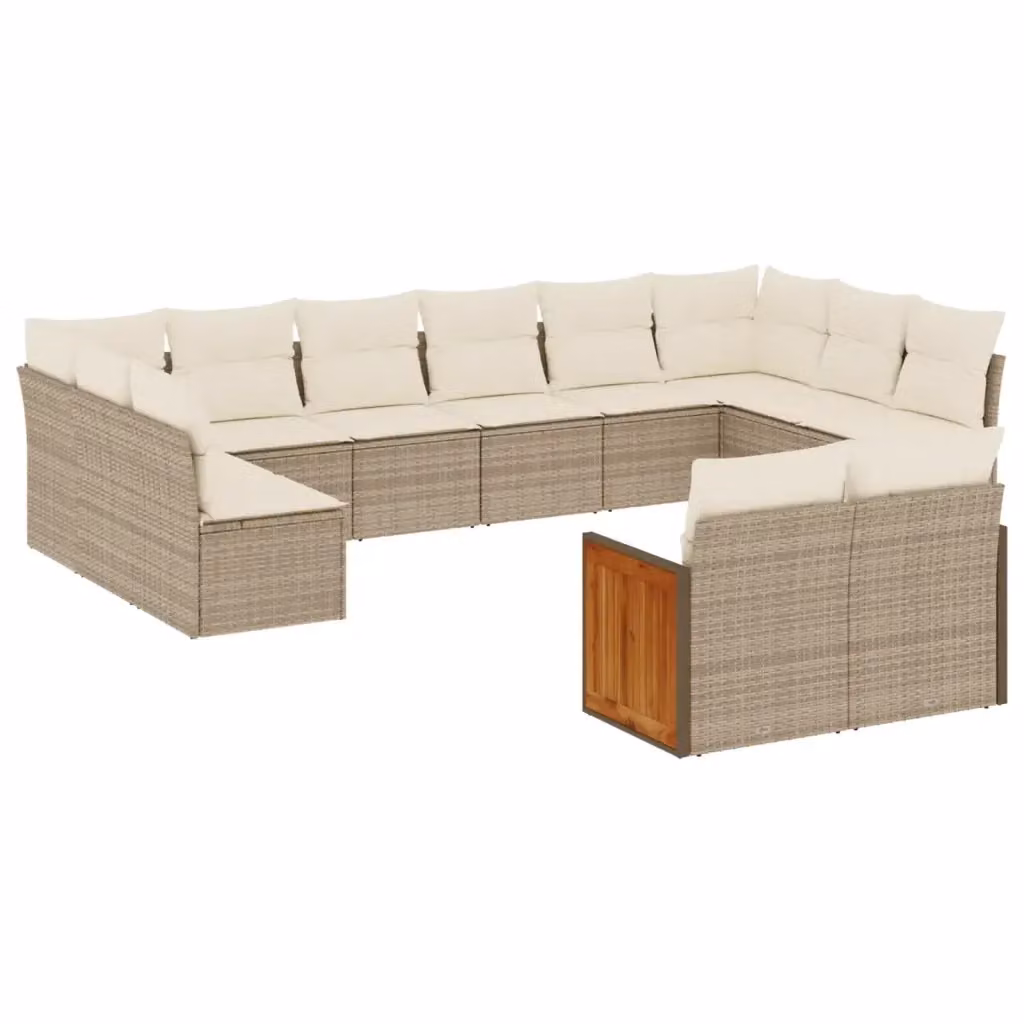 Set di Divani da Giardino a Forma di U vidaXL con Cuscini Beige e Struttura in Polyrattan e Acciaio – 2
