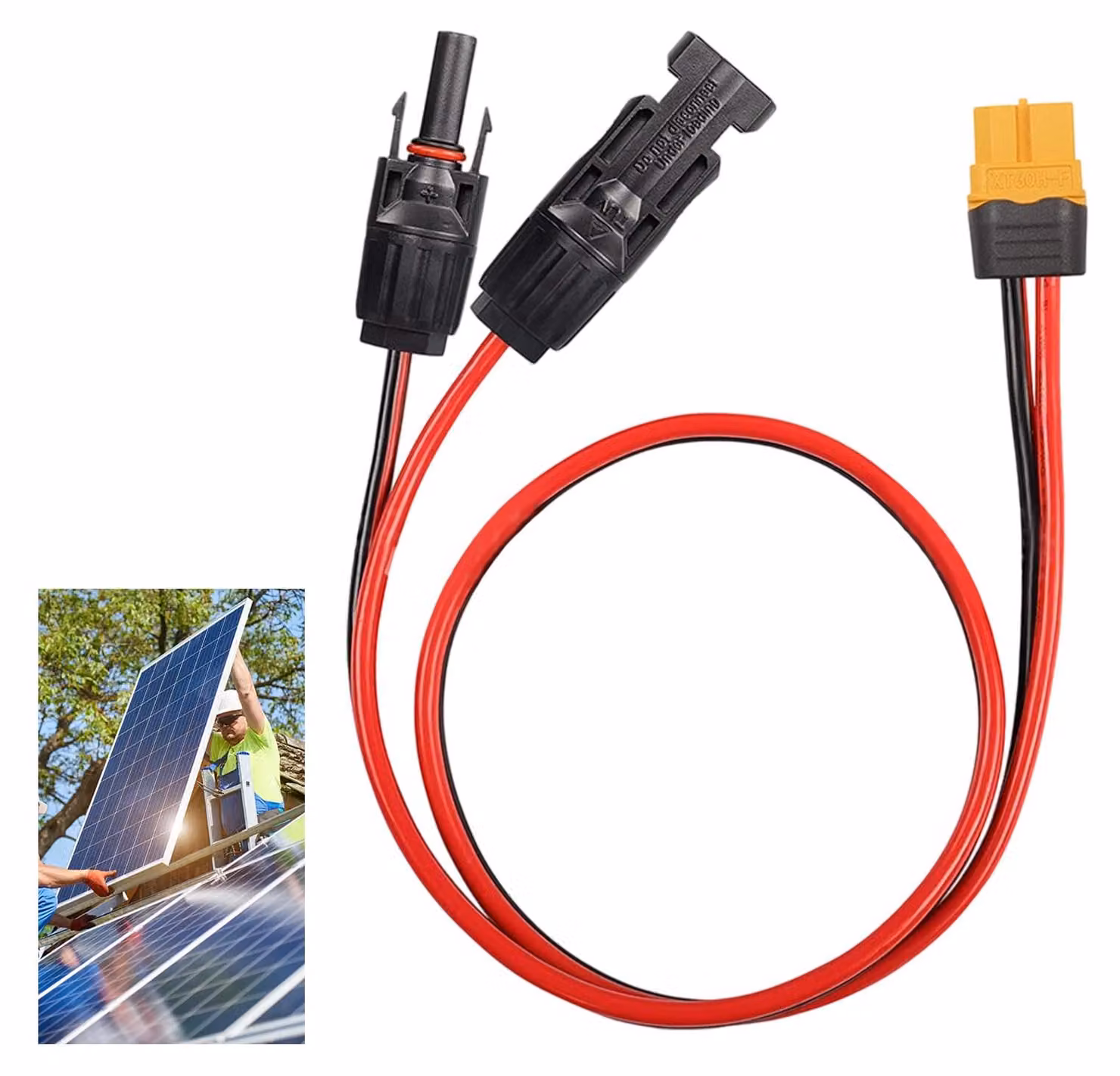 Cavo di ricarica con connettore solare e adattatore XT60, lunghezza 60 cm, calibro 12 AWG