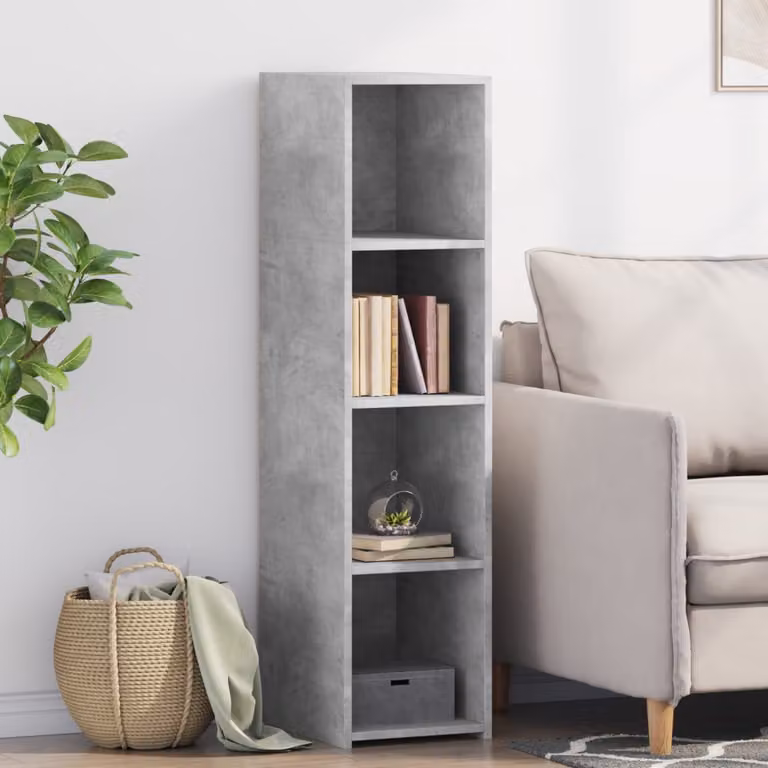 Credenza moderna vidaXL in legno multistrato grigio cemento L/P/H: 124 x 30 x 41 cm