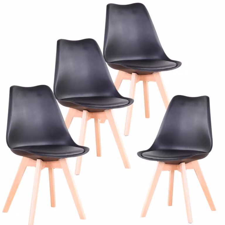Set di 4 sedie da pranzo ergonomiche con gambe in legno