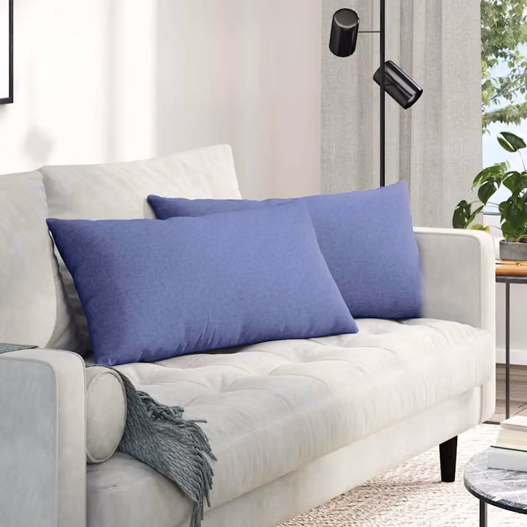 Set di 2 cuscini da divano vidaXL in tessuto blu jeans con rivestimento rimovibile, L 80 cm x P 40 cm x H 40 cm