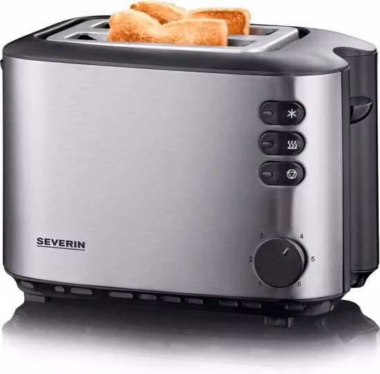 Toaster Automatico Severin in Acciaio Inox Color Argento con 2 Camere di Riscaldamento, 6 Livelli di Tostatura e 850W