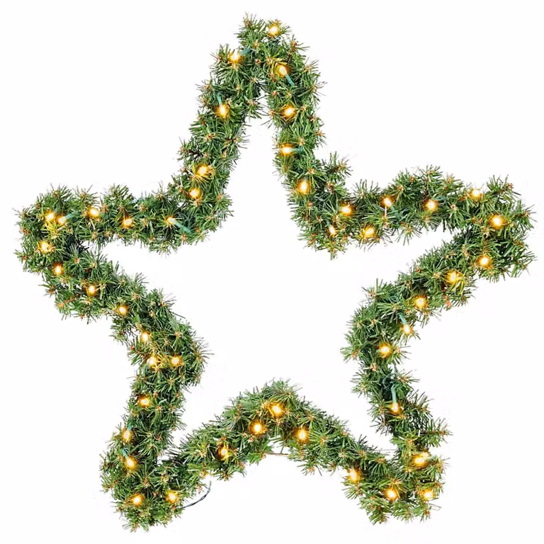 Salcar 40 cm stella di Natale in ghirlanda natalizia Ghirlanda di Natale con batteria luminosa Ghirlanda di abete con 200 rami verdi e 30 LED bianco caldo