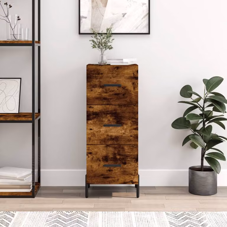 Credenza moderna vidaXL in legno Rovere Fumo, sospesa, L/P/H: 34,5 x 34 x 90 cm