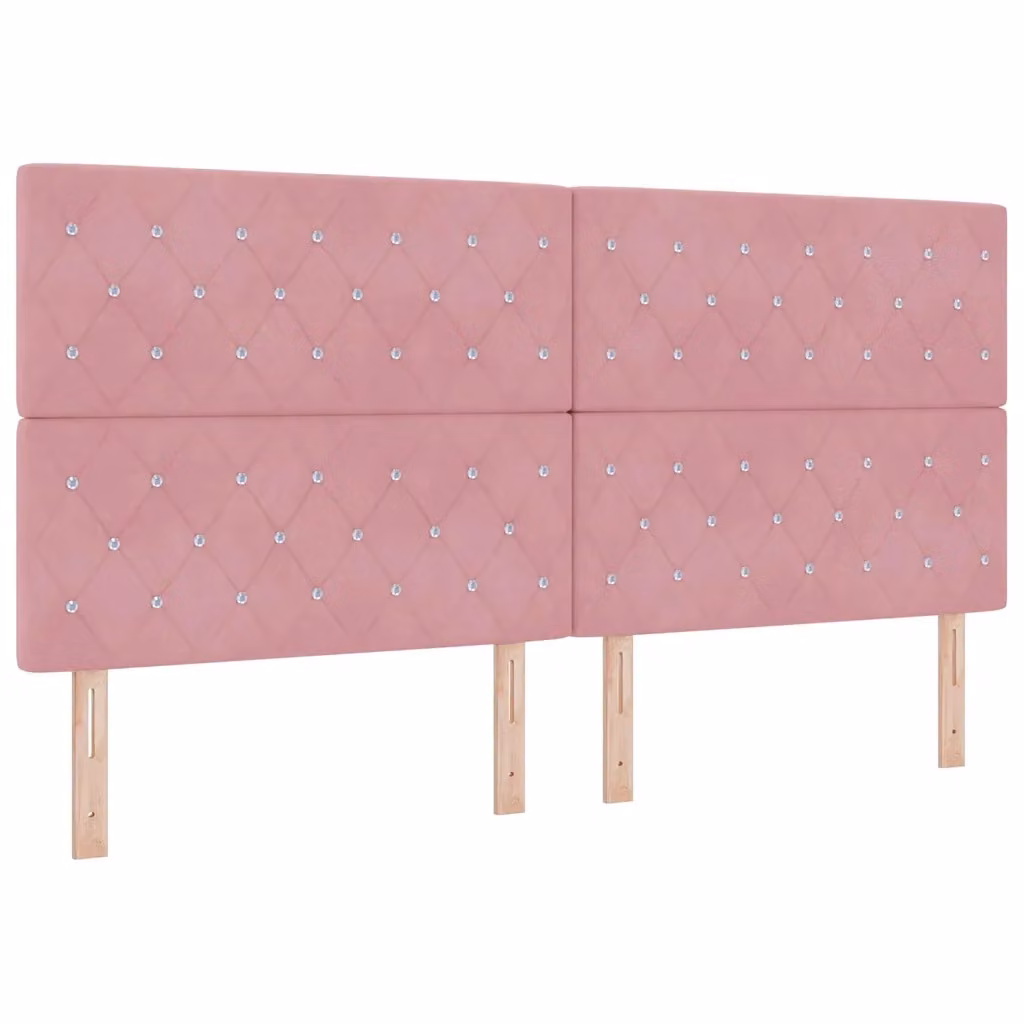 Letto matrimoniale moderno vidaXL in velluto rosa con illuminazione LED sottostante, L: 200 cm, P: 200 cm, H: 280 cm – 2
