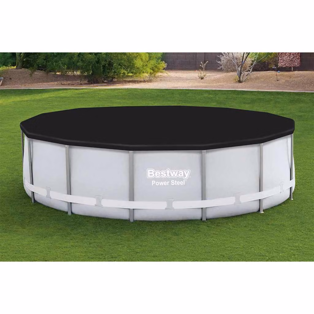 Telo di copertura per piscina Bestway Flowclear nero in PVC per piscine rotonde diametro 396 cm
