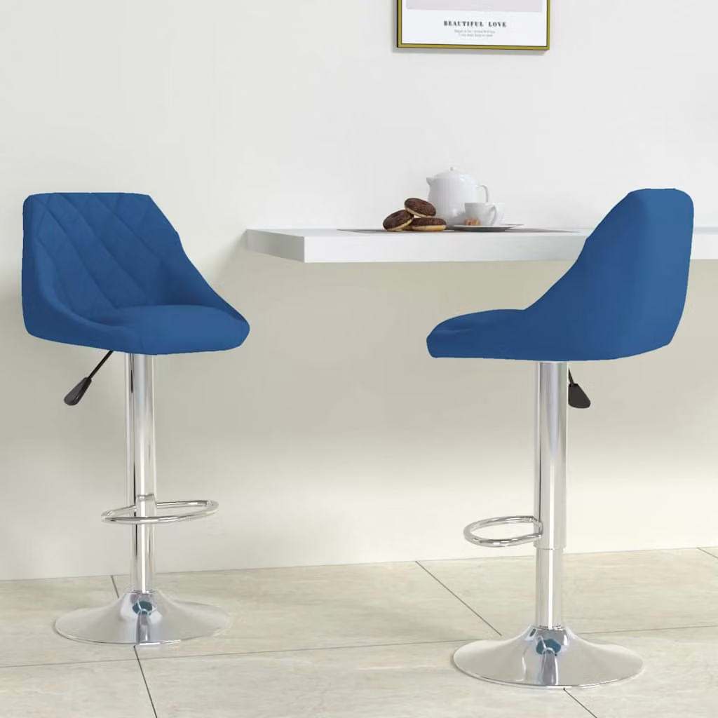 Set di 2 sgabelli da bar vidaXL in velluto blu con base girevole a 360 gradi