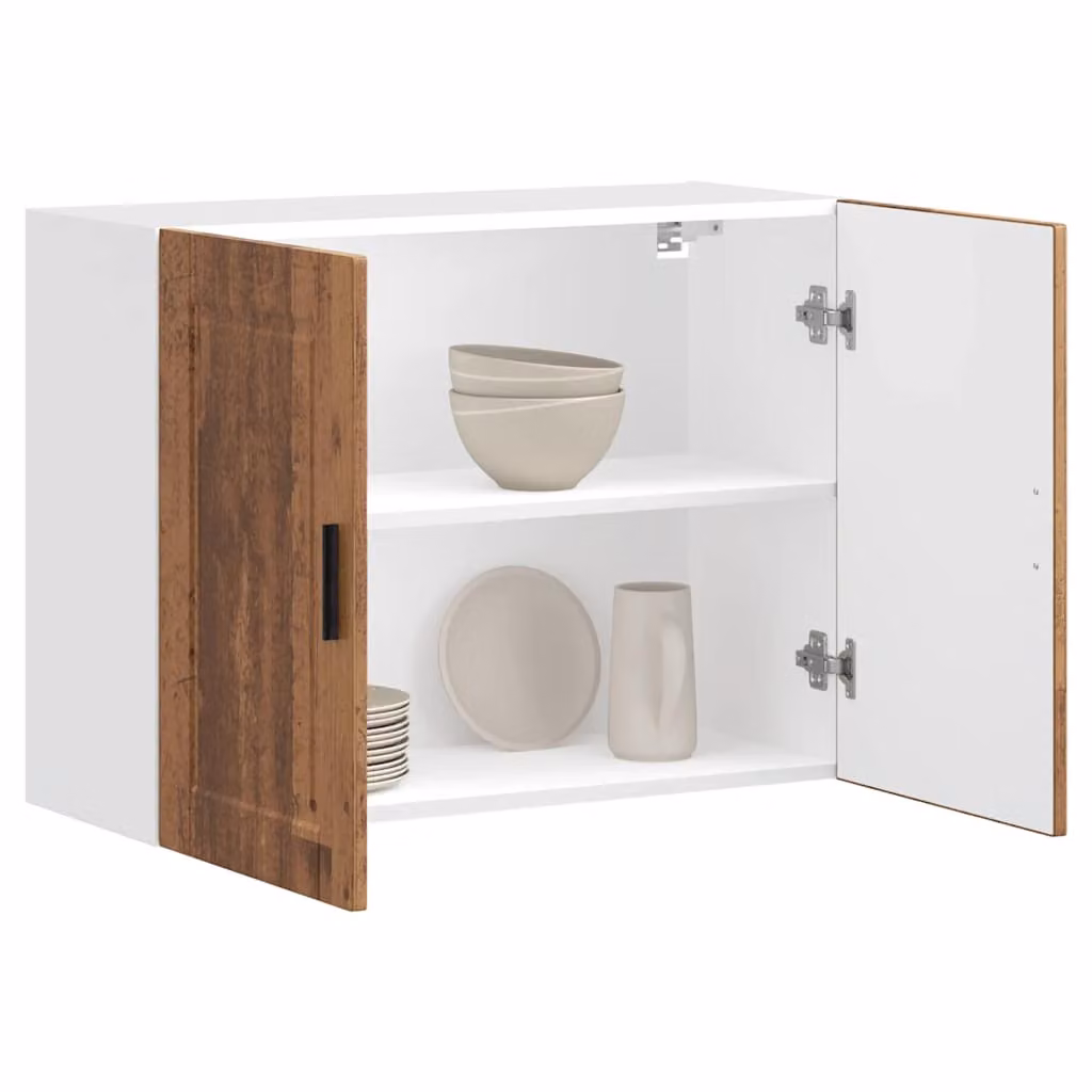 Pensile da cucina e soggiorno vidaXL in stile rustico, bianco e marrone, L: 80 cm, H: 60 cm, P: 31 cm