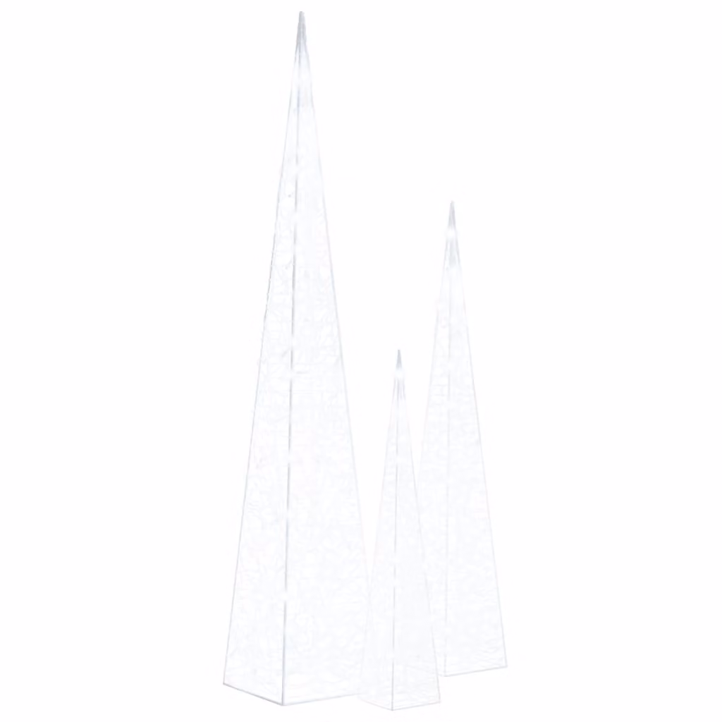 Set Coni Luce LED Acrilico Decorativo Bianco Freddo 60/90/120cm