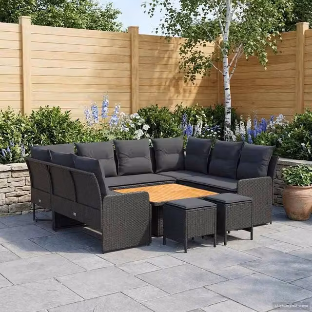 Set di Mobili 8 pz Nero Rattan in PE 3422195