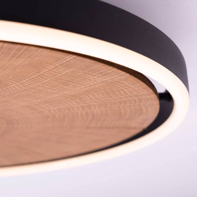Elobra Plafoniera soffitto Havana S, dimmerabile, Legno scuro, Soggiorno / Sala da pranzo, Legno, Moderno, Plafoniera