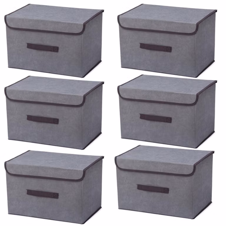 Set di 6 contenitori con coperchio, colore grigio